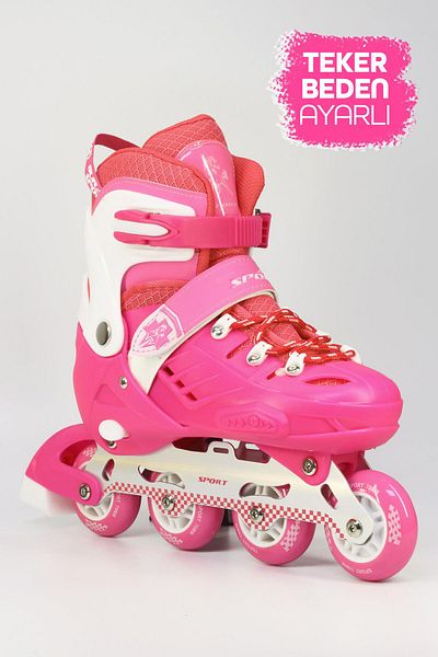 Telvesse Pink 8888 Roller Skates with Bag, Double Row and Wheel Separation Size for Children and Adolescents to Cultivate Habit