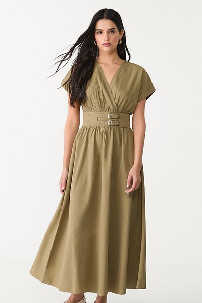 Stradivarius Midi Dress With Buckles Limited Edition