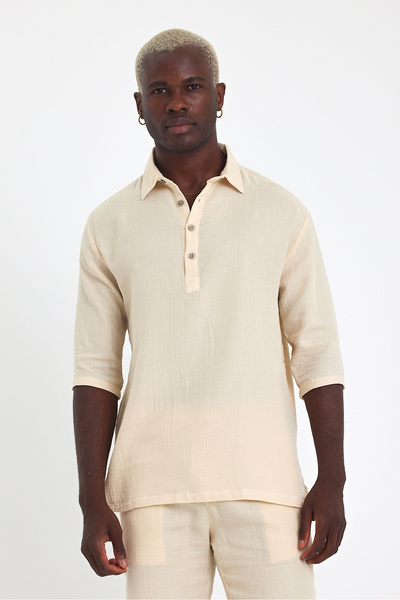 Weyeze Κοντομάνικο λινό πουκάμισο AF-Y18007LNS