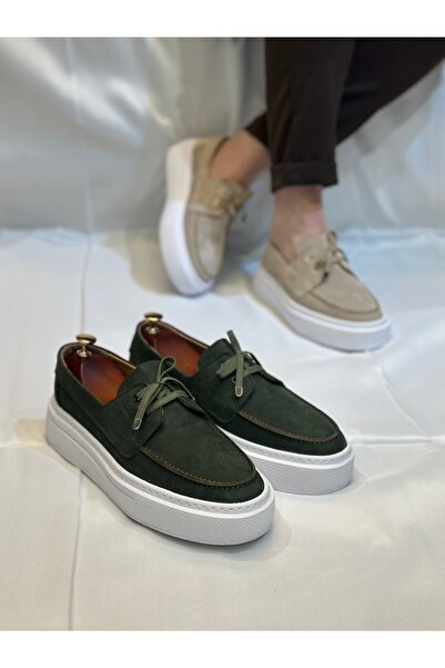 Avni Ceylan Genuine Leather Babet Shoes Lace-up Detail