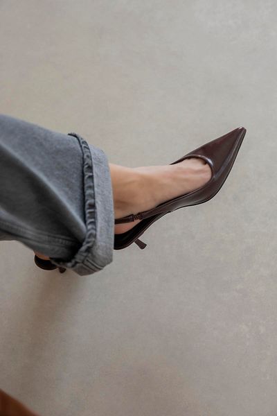 STRASWANS Raye Women's Heeled Wrinkled Leather Shoes Claret Red