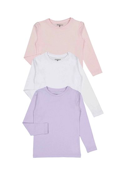 Divonette Unisex Long Sleeve 3-Piece Set Solid Color T-Shirt - Girl Boy