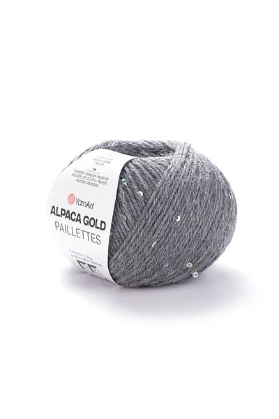 Yarnart Hand Knitted Thread Gray - Alpaca Gold Paillettes Gray-9304