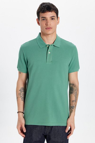 Tudors Ανδρικό T-shirt Slim Fit Slim Fit 100% βαμβακερό πράσινο γιακά πόλο