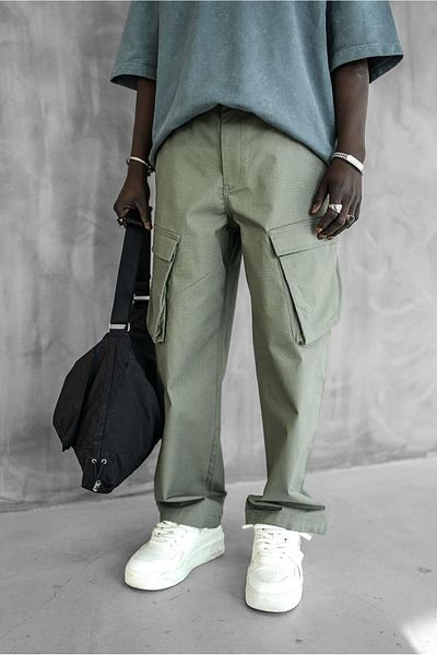 ablukaonline Ανδρικό Green Cargo Flexible Baggypants με τσέπες