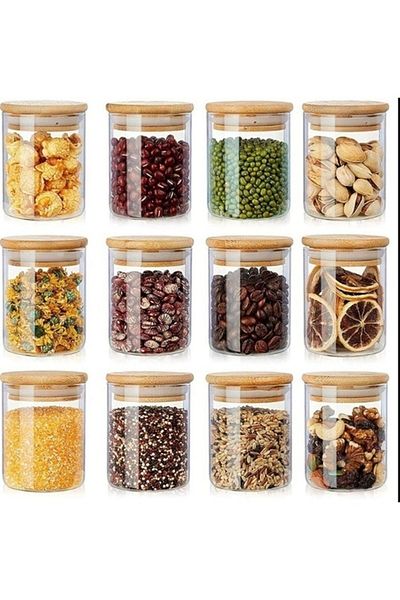 emdeco Set of 12 Bamboo Lids Spice Shakers with Label+Spoon Gift 200 ml