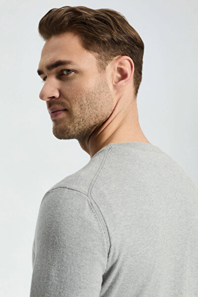 Hemington Kaşmir Karışım Bisiklet Yaka Açık Gri Triko