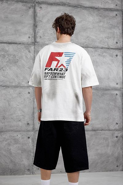 NOMARC Tricou supradimensionat alb Farfrom Written