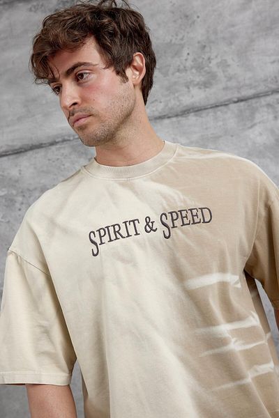 NOMARC Κρέμα Spirit&Speed ​​Γραπτό Πλενόμενο Μπλουζάκι Oversize