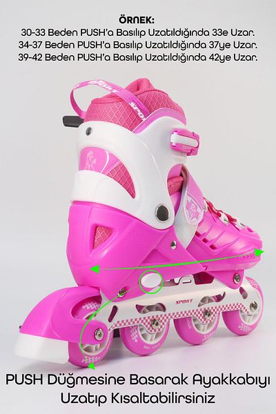 Telvesse Pink 8888 Roller Skates with Bag, Double Row and Wheel Separation Size for Children and Adolescents to Cultivate Habit