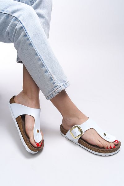 Riccon Flip-flops albi pentru femei 0012601   Giseraiele