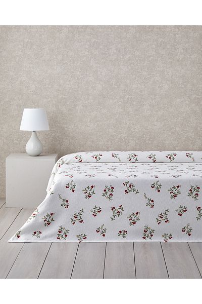 English Home Red Cherry Blossom Pot Cotton Double Pique 200X220 cm