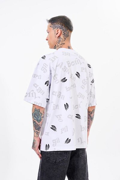 Machinist Ανδρικό One Nine 86 Printed Oversize Λευκό T-Shirt