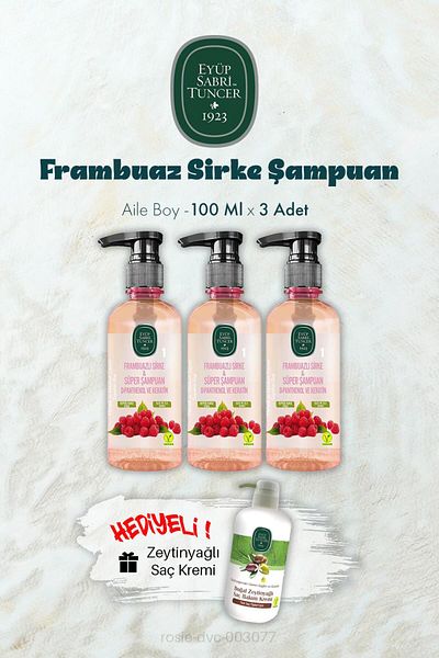 Eyüp Sabri Tuncer Red Raspberry 100ml X 3 Shipping Money Appreciated with Vinegar Shampoo and Conditioner