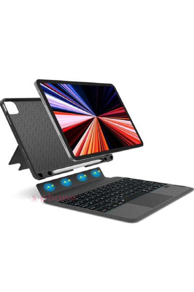 Sphone Apple iPad Air 11 inç (2025) M3 Çip Uyumlu Kılıf Border Keyboard Akıllı Touchpad Bluetooth Klavyeli