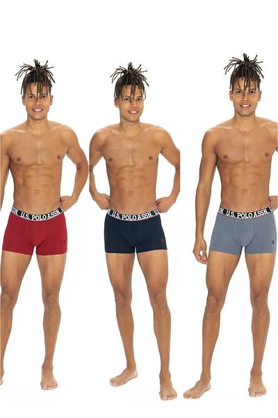 U.S. Polo Assn. Pack of 3, Cotton, Men's Boxer Set, Claret Red & Black & Anthracite