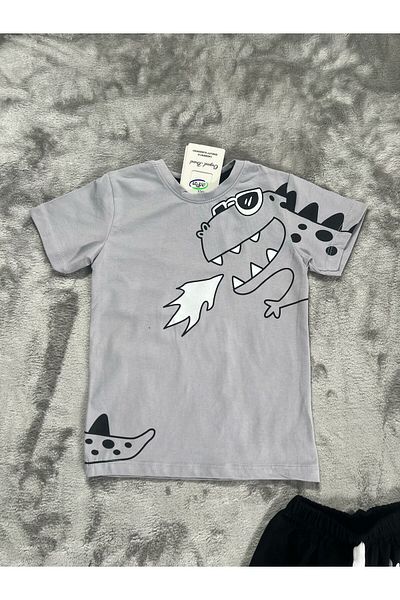 NEWKİDS 3-6 Years Old Printed Shorts Combed Cotton Boy's Suit
