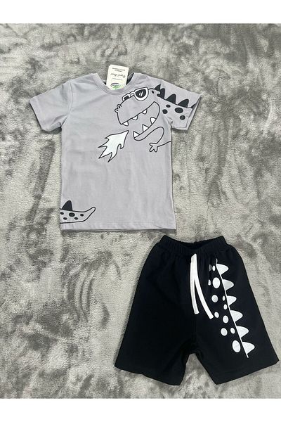 NEWKİDS 3-6 Years Old Printed Shorts Combed Cotton Boy's Suit