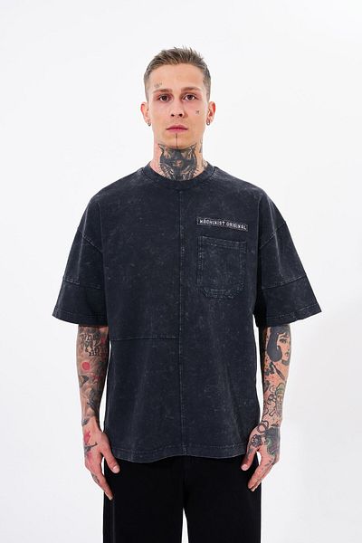 Machinist Men's Denim Pocket Washed Oversize Asphalt T-Shirt