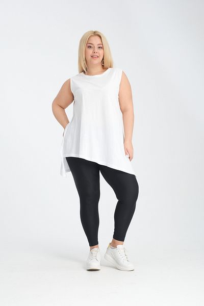 Dejabrew Jeans Λευκό μπλουζάκι με ασύμμετρο λουράκι A062-1