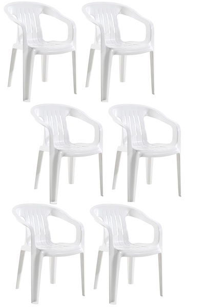 Papatya Elit Koltuk Beyaz 6lı Paket - Plastik Bahçe Balkon Sandalyesi