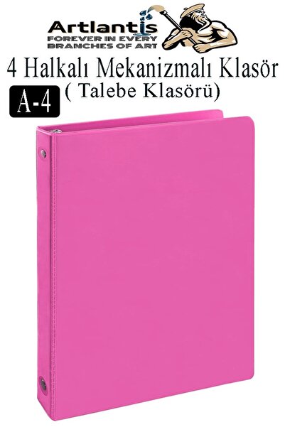 Artlantis 4 Halkalı Klasör 1 Adet A4 PVC Öğrenci ve Ofis Tipi Evrak Sunum Klasörü İç Cepli Otomatik Mekanizmal