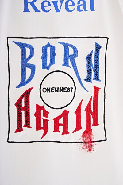 Machinist Men's Just Wait Printed Oversize Ecru T-Shirt