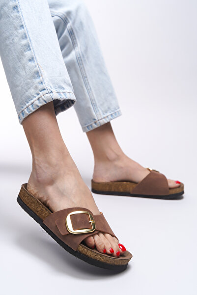 Riccon Hosrathla Women's Single Buckle Slippers 0012603 Tan