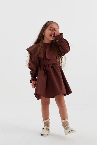 MARKALİSTE Koton Wide Collar Dress Bitter Brown