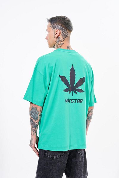 Machinist Macstar Leaf Printed - Ανδρικό μπλουζάκι Oversize ανοιχτό πράσινο