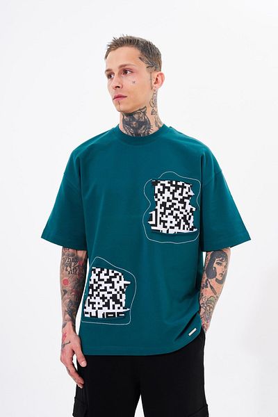 Machinist Ανδρικό μπλουζάκι Checkers Patch Oversize Petrol Green T-shirt