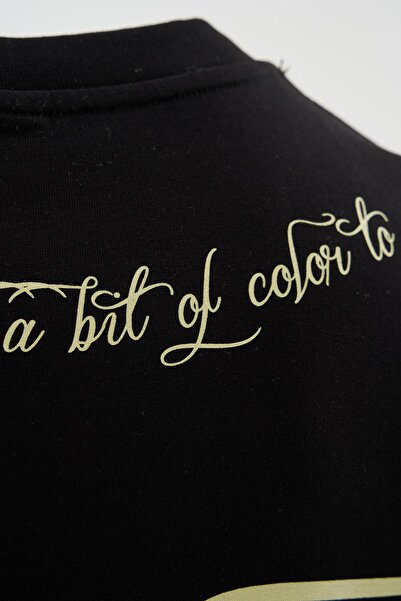 Machinist Ανδρικό μπλουζάκι με στάμπα με βότανα, υπερμεγέθη μαύρο