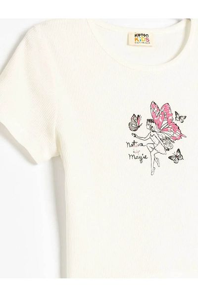 Koton Crew Neck Short Sleeve Cotton Printed T-Shirt