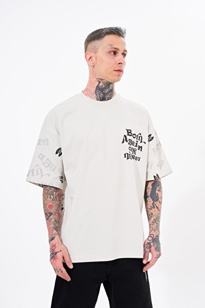 Machinist One Nine 86 Printed Men's Gray Oversize T-Shirt