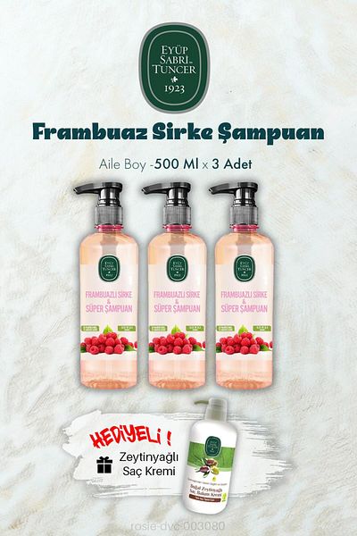 Eyüp Sabri Tuncer Raspberry 500 ml X 3 Shampoo and Conditioner Gift
