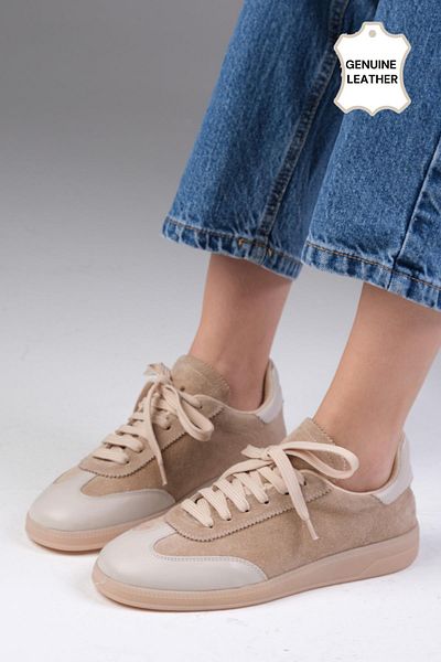Mio Gusto Nikita Genuine Suede Beige Color Women's Casual Sports Shoes