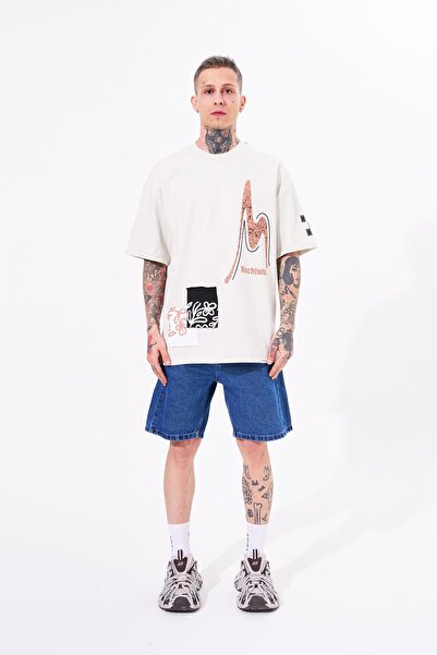 Machinist Men's Never to Late Printed Oversize Gray T-shirt