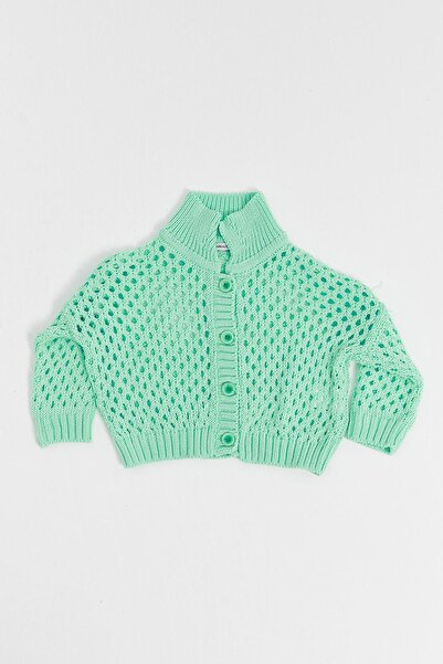 MARKALİSTE Water Green Children's Knitwear Cardigan