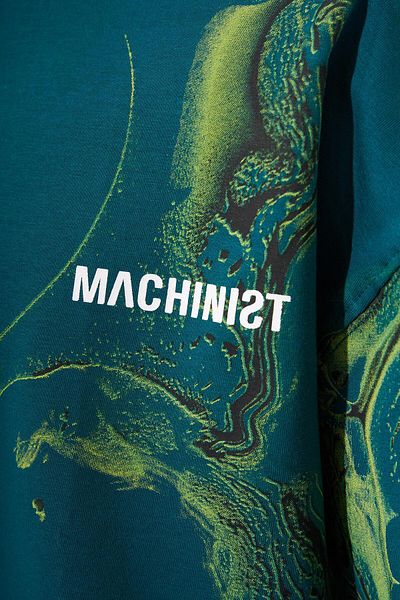 Machinist Men's Abstract Oversize Petrol Green T-Shirt