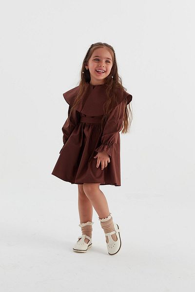 MARKALİSTE Koton Wide Collar Dress Bitter Brown