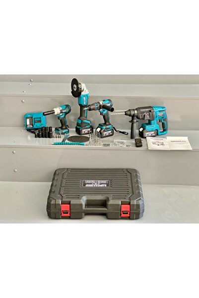 nuspower KİMMEER PLUS 4'lü Set Şarjlı Delici Kırıcı Hilti 2-26 125mm Taşlama Somun Sökme Darbeli Matkap