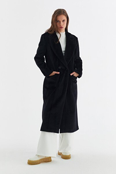 MARKALİSTE Μαύρο Μαλακό Παλτό - Με Τσέπη