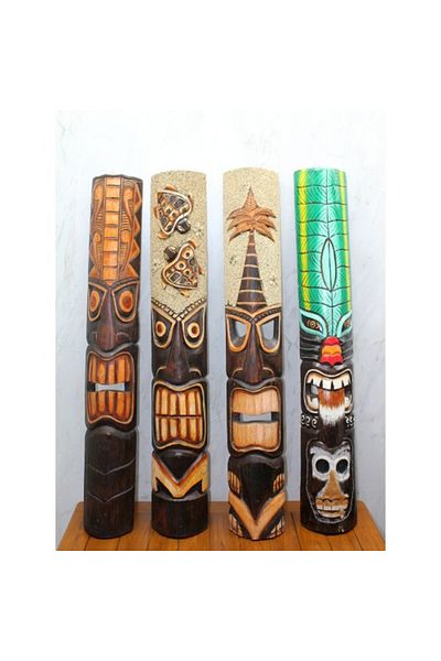SİMYA TİCARET Wooden Wall Hanging Mask 1 Meter