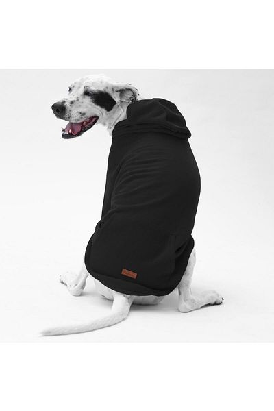 Pettrend Black Kangaroo Pocket Hoodie Sweatshirt Large Dog Outfit 18-40kg