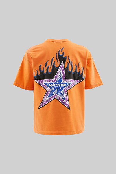 Machinist Чоловіча футболка Macstar Flame з принтом, оранжева, оверсайз