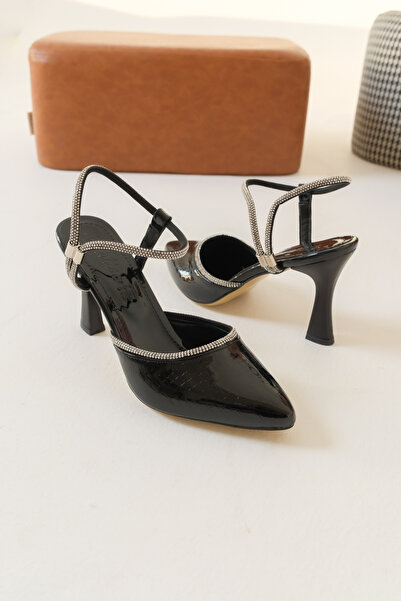 Moda Değirmeni Black Crocodile Women's Ball, Ribbed Glitter Stylish New Season Classic Md1001-119-0005