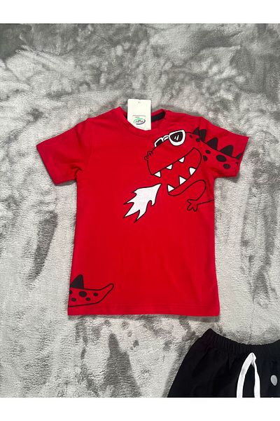 NEWKİDS 3-6 Years Old Printed Shorts Combed Cotton Boy's Suit