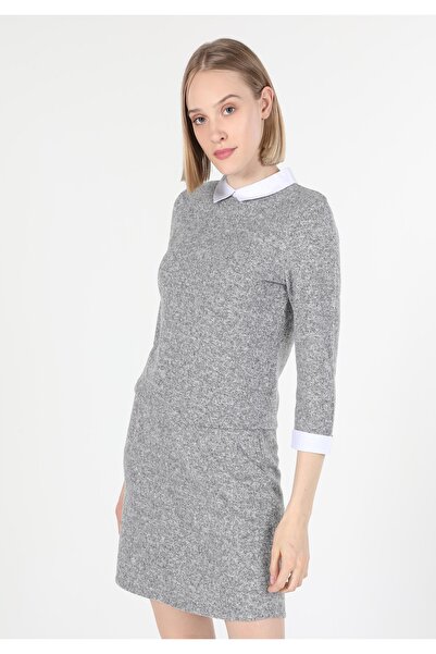 Colin's Tricou cu mânecă lungă, gri, cu gât de cămașă, cu formă regulată