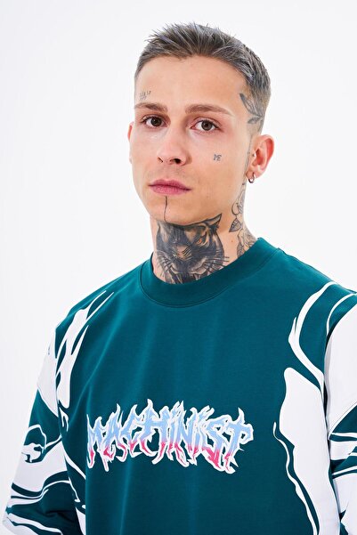 Machinist Ανδρικό μπλουζάκι με στάμπα Oversize Petrol Green