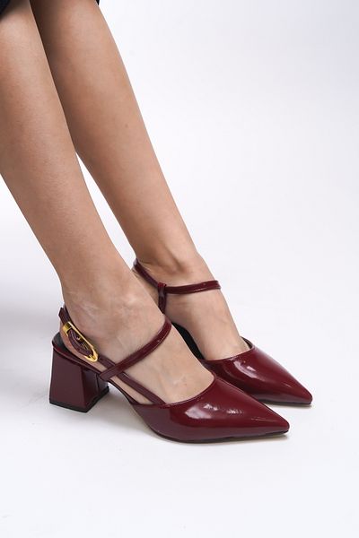 Riccon Pantofi cu toc Iselradyl pentru femei 0012020   Piele lacuita rosie Claret